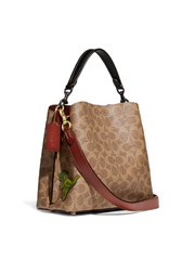 Coach C6868 Willow Bucket Bag In Signature Canvas With Patches Tan Rust