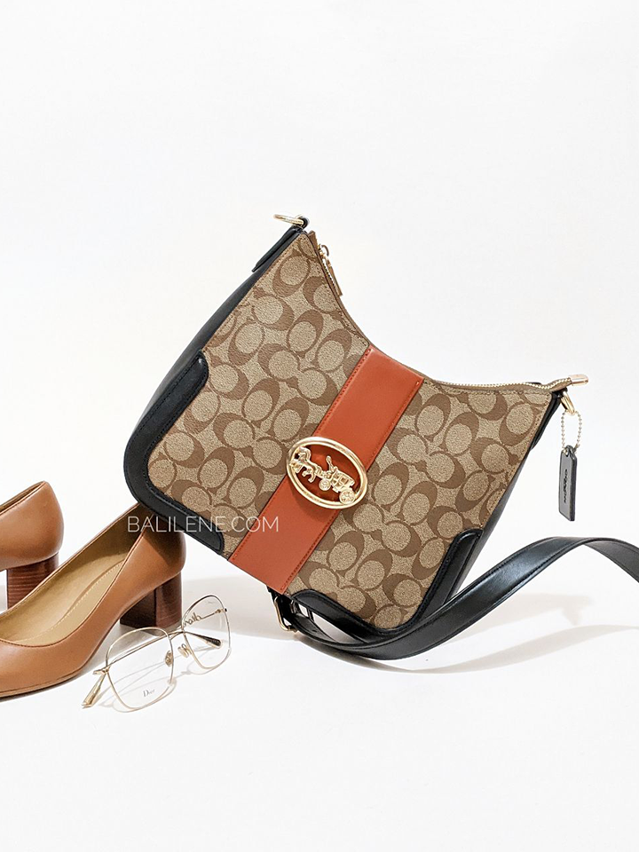 Coach C7229 Georgie Hobo In Colorblock Signature Canvas Khaki