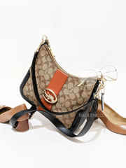 Coach C7229 Georgie Hobo In Colorblock Signature Canvas Khaki/Terracotta Multi