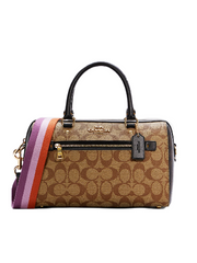 Coach C7240 Rowan Satchel In Blocked Signature Canvas Khaki Brown Multi