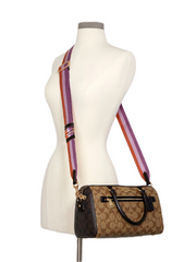 Coach C7240 Rowan Satchel In Blocked Signature Canvas Khaki Brown Multi