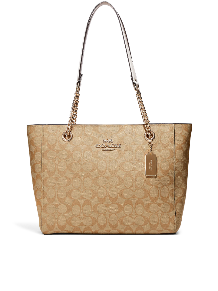 Coach-C8148-Cammie-Chain-Tote-In-Signature-Canvas-Light-Khaki-Chalk-Balilene-depan