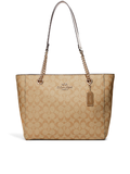 Coach-C8148-Cammie-Chain-Tote-In-Signature-Canvas-Light-Khaki-Chalk-Balilene-depan