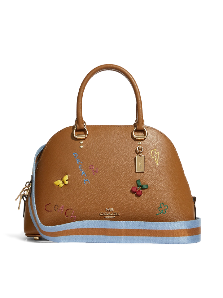Coach C8281 Katy Satchel With Diary Embroidery Gold/Penny Multi