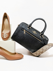 Coach C8287 Rowan Satchel With Signature Canvas Detail Black Khaki