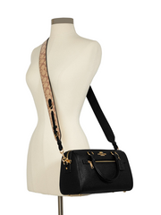 Coach C8287 Rowan Satchel With Signature Canvas Detail Black Khaki