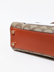 Coach C8318 Mini Lane Top Handle In Colorblock Signature Canvas Gold/Khaki Chalk Multi