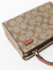 Coach C8318 Mini Lane Top Handle In Colorblock Signature Canvas Gold/Khaki Chalk Multi