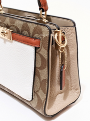 Coach C8318 Mini Lane Top Handle In Colorblock Signature Canvas Gold/Khaki Chalk Multi