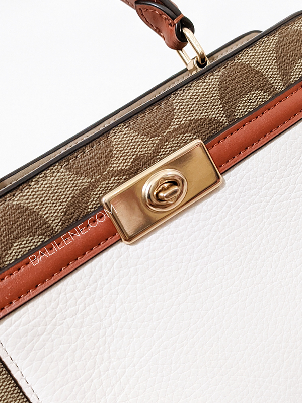 Coach C8318 Mini Lane Top Handle In Colorblock Signature Canvas Gold/K