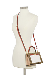 Coach C8318 Mini Lane Top Handle In Colorblock Signature Canvas Gold/Khaki Chalk Multi