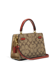 Coach C8318 Mini Lane Top Handle In Colorblock Signature Canvas Gold/Khaki Chalk Multi