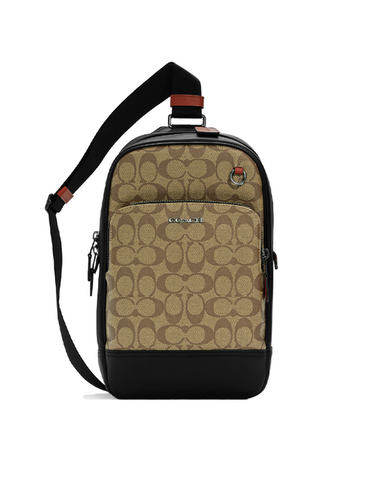 Coach C8356 Graham Pack In Colorblock Signature Canvas Khaki Terracotta Multi