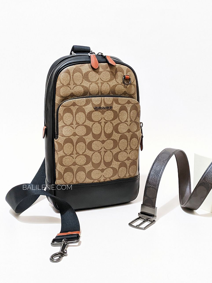 Coach C8356 Graham Pack In Colorblock Signature Canvas Khaki Terracotta Multi