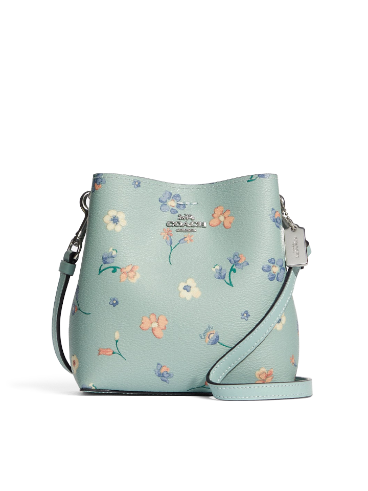 Mini clutch bag in floral printed leather | Rouje