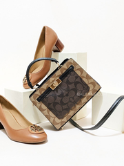 Coach C8688 Mini Lane Top Handle In Blocked Signature Canvas Gold/Khaki Brown Multi