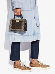 Coach C8688 Mini Lane Top Handle In Blocked Signature Canvas Gold/Khaki Brown Multi