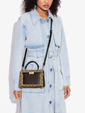 Coach C8688 Mini Lane Top Handle In Blocked Signature Canvas Gold/Khaki Brown Multi