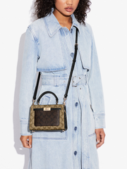 Coach C8688 Mini Lane Top Handle In Blocked Signature Canvas Gold/Khaki Brown Multi