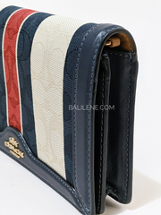 Coach Anna Foldover Clutch Crossbody In Signature Jacquard With Stripes Gold/Chalk Multi