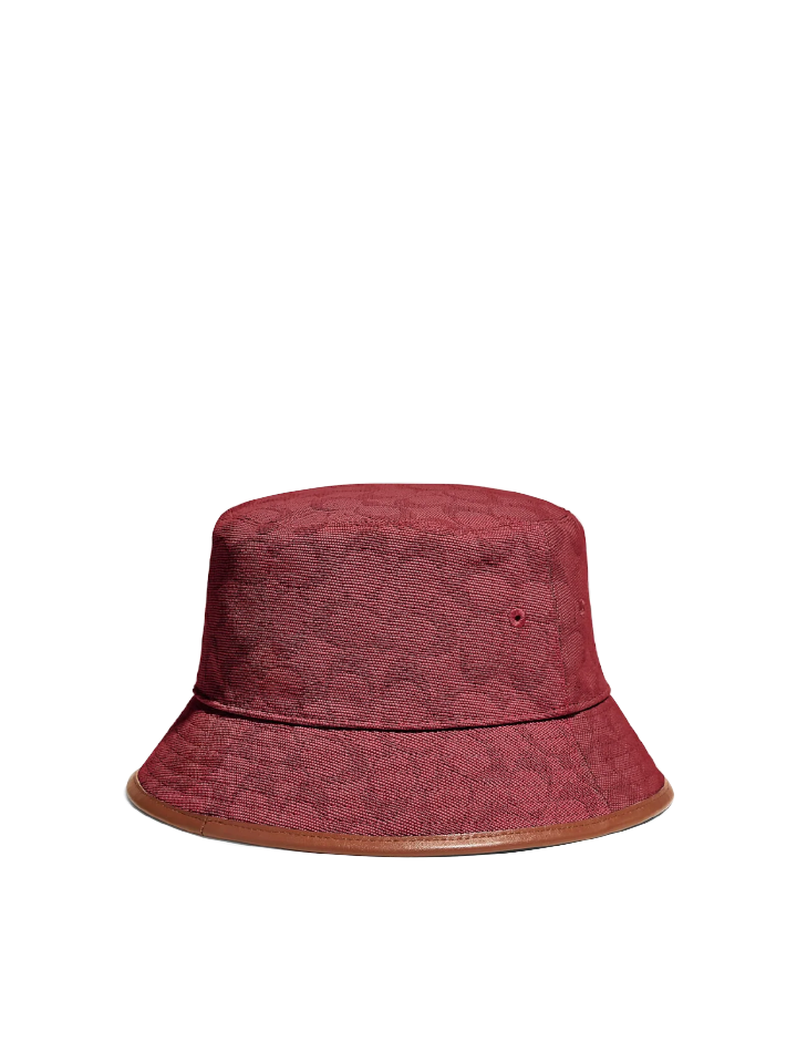 Coach C8885 Signature Jacquard Bucket Hat In Organic Cotton And Recycled Polyester Crimson