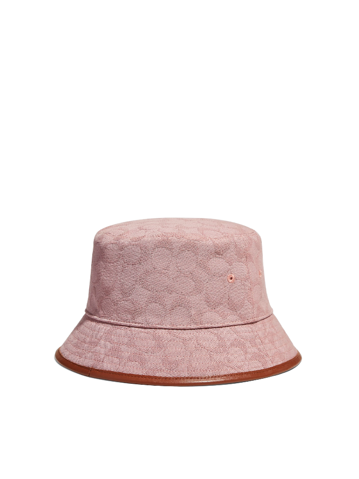 Coach C8885 Signature Jacquard Bucket Hat In Organic Cotton And Recycled Polyester Faded Pink