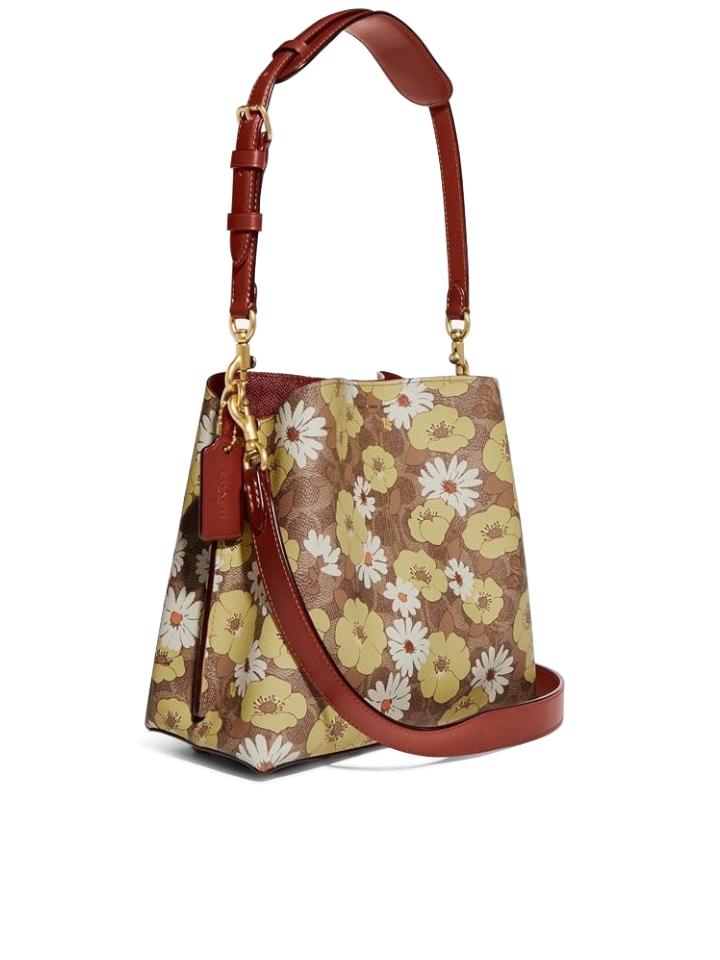 Coach Willow Bucket Bag In Signature Canvas With Floral Print Beige