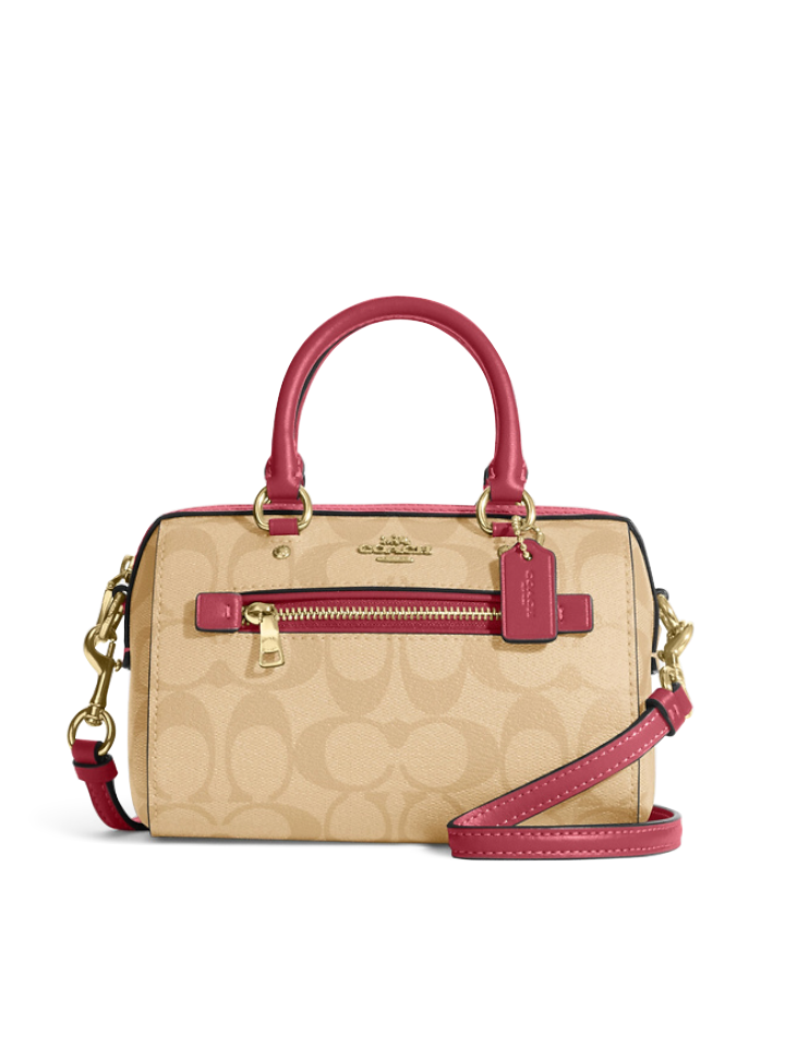 Coach Mini Rowan Crossbody In Signature Canvas Light Khaki Rouge
