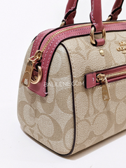 Coach Mini Rowan Crossbody In Signature Canvas Light Khaki Rouge