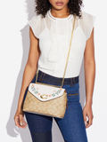 Coach CA016 Tammie Shoulder Bag In Signature Canvas With Floral Whipstitch Light Khaki Chalk Multi