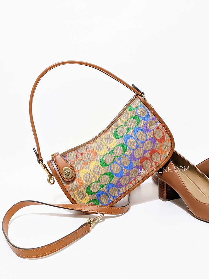 Coach Swinger In Rainbow Signature Canvas Hazelnut Multi