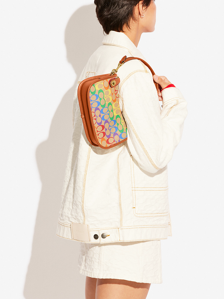 Coach Swinger In Rainbow Signature Canvas Hazelnut Multi