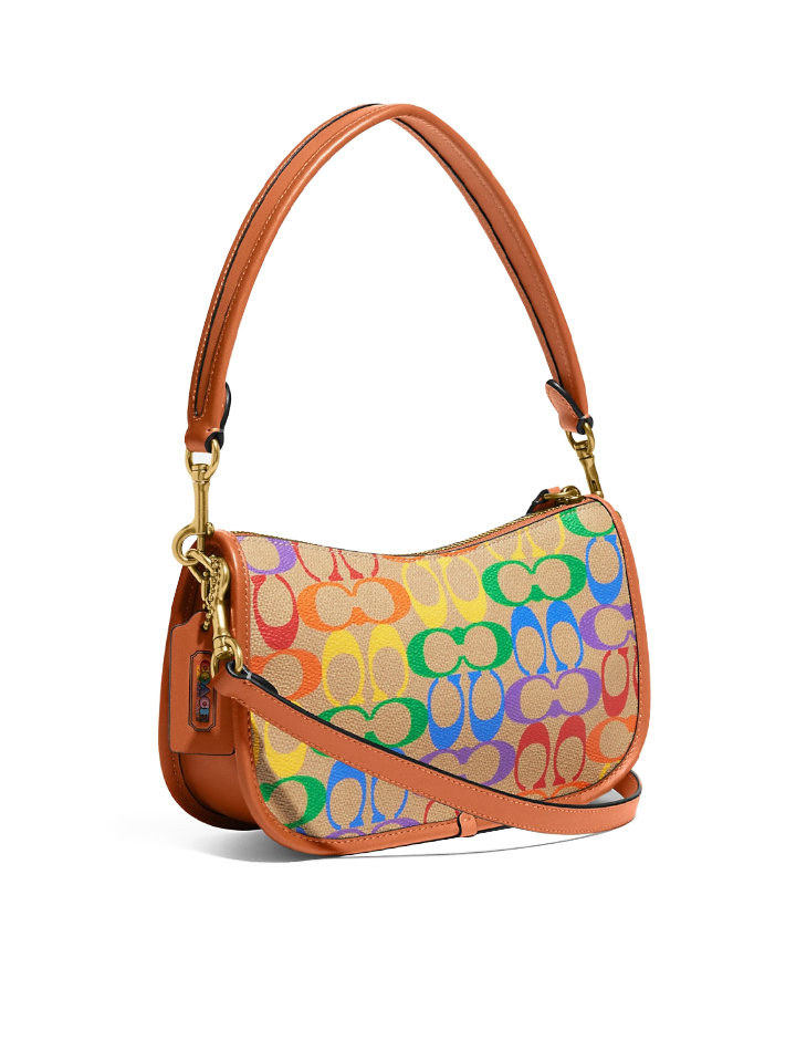 Coach Swinger In Rainbow Signature Canvas Hazelnut Multi