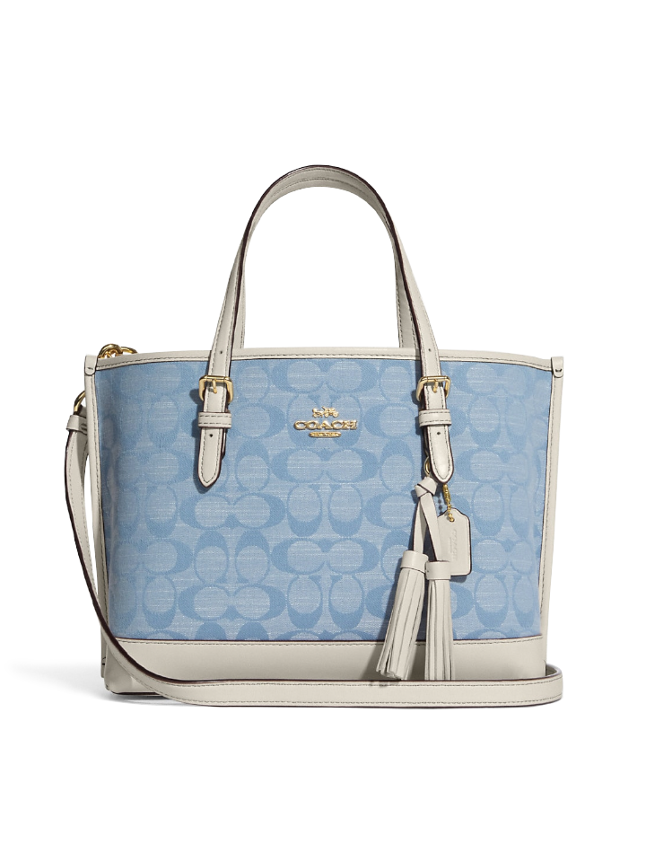 Coach signature chambray online tote