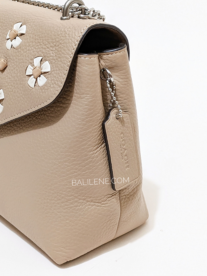 Coach Tammie Shoulder Bag With Floral Whipstitch Taupe Multi Coach Tammie Shoulder Bag With Floral Whipstitch Taupe Multi