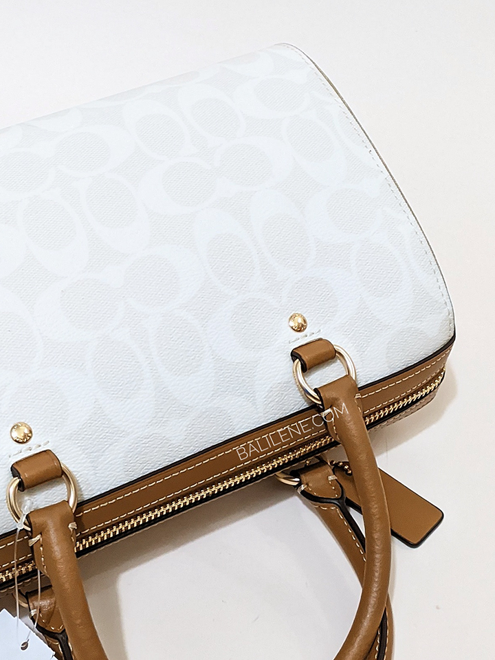 Coach Rowan Satchel In Blocked Signature Canvas Glacier White Multi