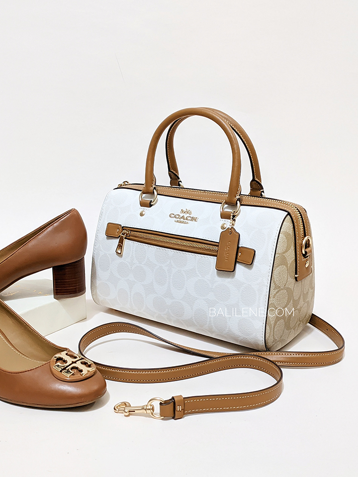 Coach Rowan Satchel In Blocked Signature Canvas Glacier White
