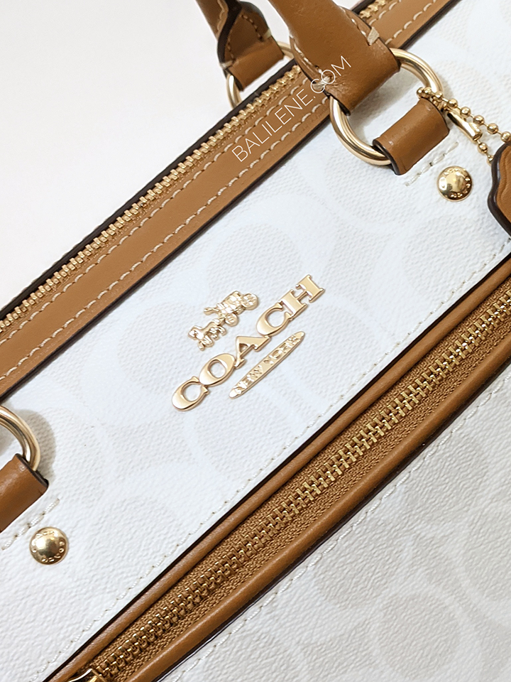 Coach Rowan Satchel In Blocked Signature Canvas Glacier White Multi