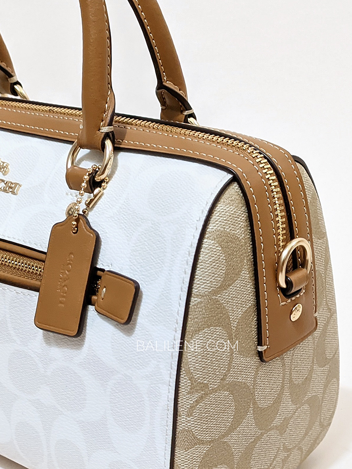 Coach Rowan Satchel In Blocked Signature Canvas Glacier White Multi