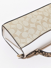 Coach CA427 Kleo Top Handle In Blocked Signature Canvas Light Khaki Chalk Multi