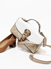 Coach CA427 Kleo Top Handle In Blocked Signature Canvas Light Khaki Chalk Multi