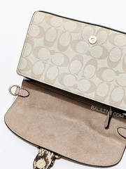 Coach CA427 Kleo Top Handle In Blocked Signature Canvas Light Khaki Chalk Multi