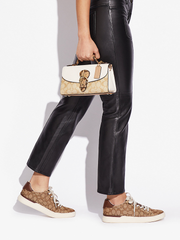 Coach CA427 Kleo Top Handle In Blocked Signature Canvas Light Khaki Chalk Multi