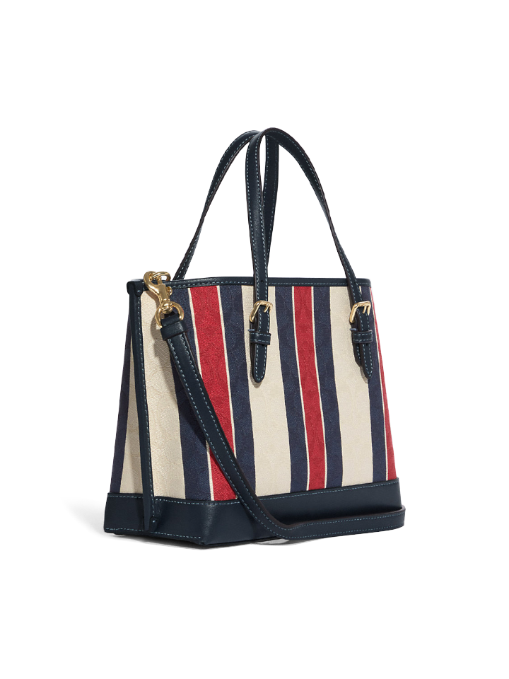 Coach CB570 Mollie Tote 25 In Signature Jacquard With Stripes Gold/Chalk Multi