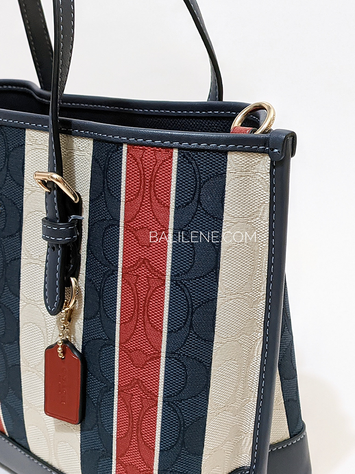 Coach CB570 Mollie Tote 25 In Signature Jacquard With Stripes Gold/Chalk Multi