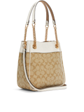 Coach Cammie Chain Bucket Bag In Signature Canvas Light Khaki Chalk