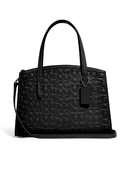 Coach Charlie Carryall 28 In Signature Leather Black
