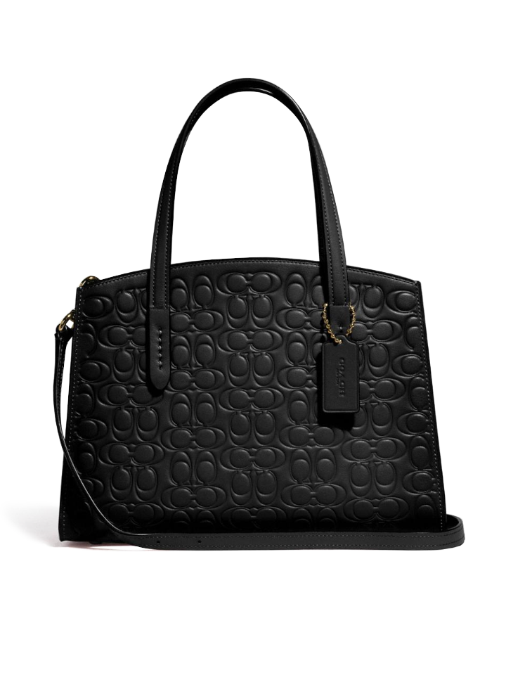 Coach Charlie Carryall 28 In Signature Leather Black