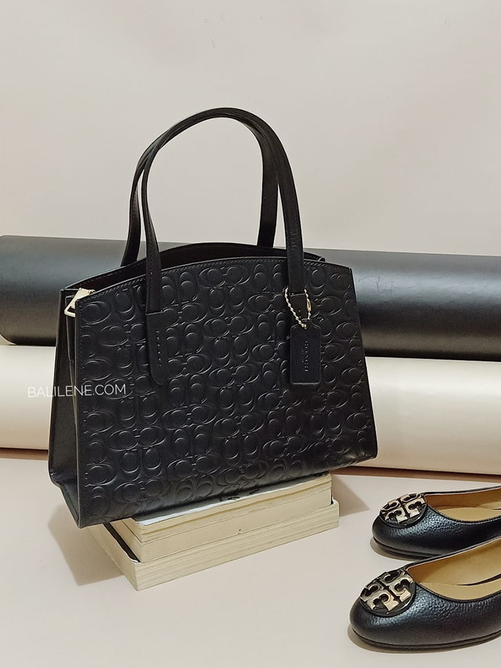 Coach Charlie Carryall 28 In Signature Leather Black