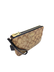 Coach F16109 Large Wristlet Double Zip Khaki Black